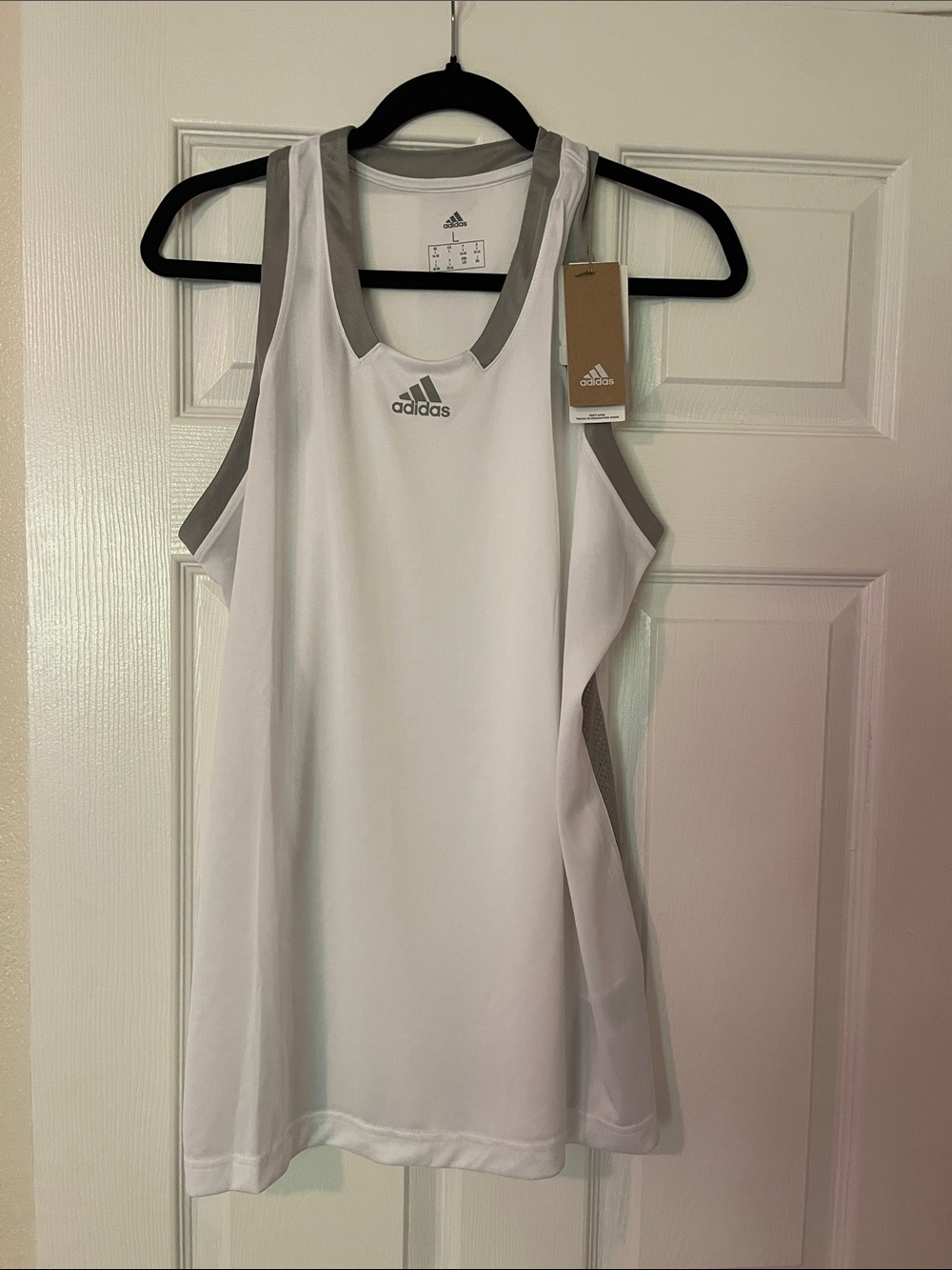 adidas White and Gray Athletic Tank Top
